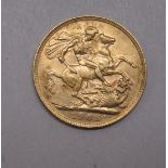 An Edwardian sovereign, St George on the obverse  1908