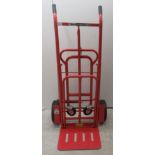 A Clarke Strong-Arm, red painted metal combination sackbarrow/trolley