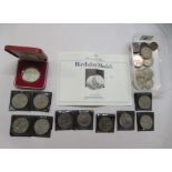 Uncollated British pre-decimal coins: to include 1960s Churchill Crowns; and a silver proof coin for