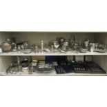 Silver plated tableware: to include various flatware and teaware (incomplete sets)