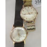 Two gold cased watches, one Novet; the other Bbimner each faced by a baton dial, stamped 583