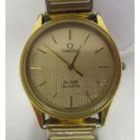 A Omega De Ville circa 1970s gold plated stainless steel cased wristwatch, the quartz movement faced