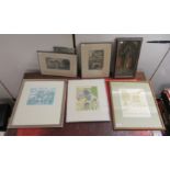 Six Limited Edition and other prints: to include H Brigdale - 'Café Mouton'  42/75  bears a pencil