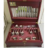 An Arthur Price silver plated canteen  comprising eight place settings, in a mahogany case  20"w