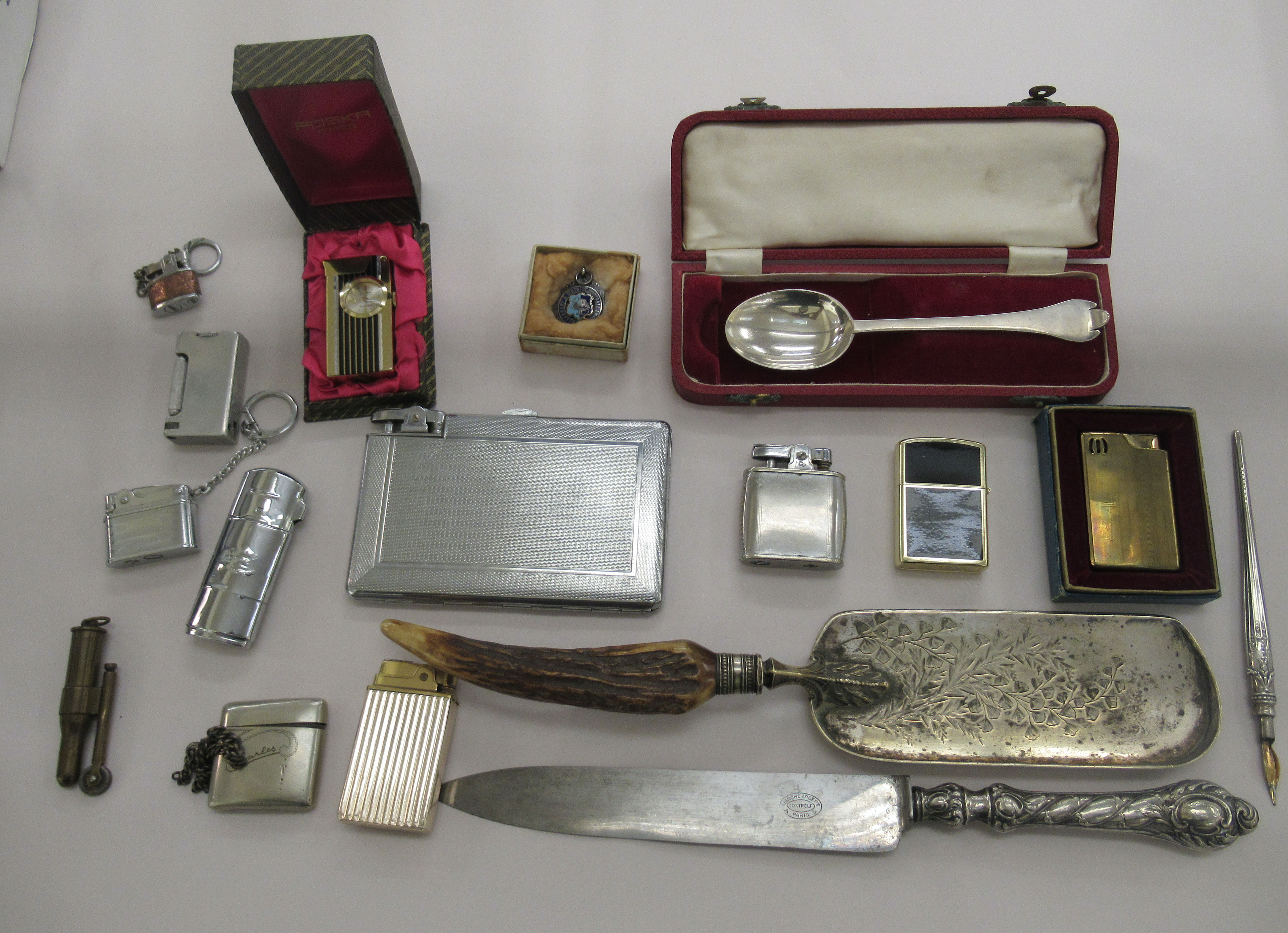 Mixed collectibles: to include a silver presentation spoon  Sheffield 1952  cased