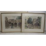 Sturgeon - two town scenes  coloured prints  bearing blindstamps & pencil signatures, dated 1979,