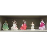 Five royal Doulton china figures: to include 'What's the Matter'  HN3684  5"h