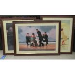 Three Jack Vettriano coloured prints  largest 19" x 27"  framed