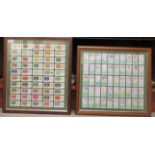 Two series of cigarette cards, viz. English International Rugby and military  16" x 18"  framed