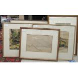 Five framed and signed watercolours, viz. Martin Hardie - 'Haystacks'; John Harper - 'Lake Lucerne';