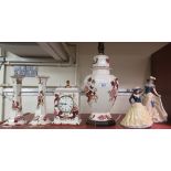 Royal Worcester and Masons Ironstone Mandalay Red pattern china ornaments; and a table lamp  13"h