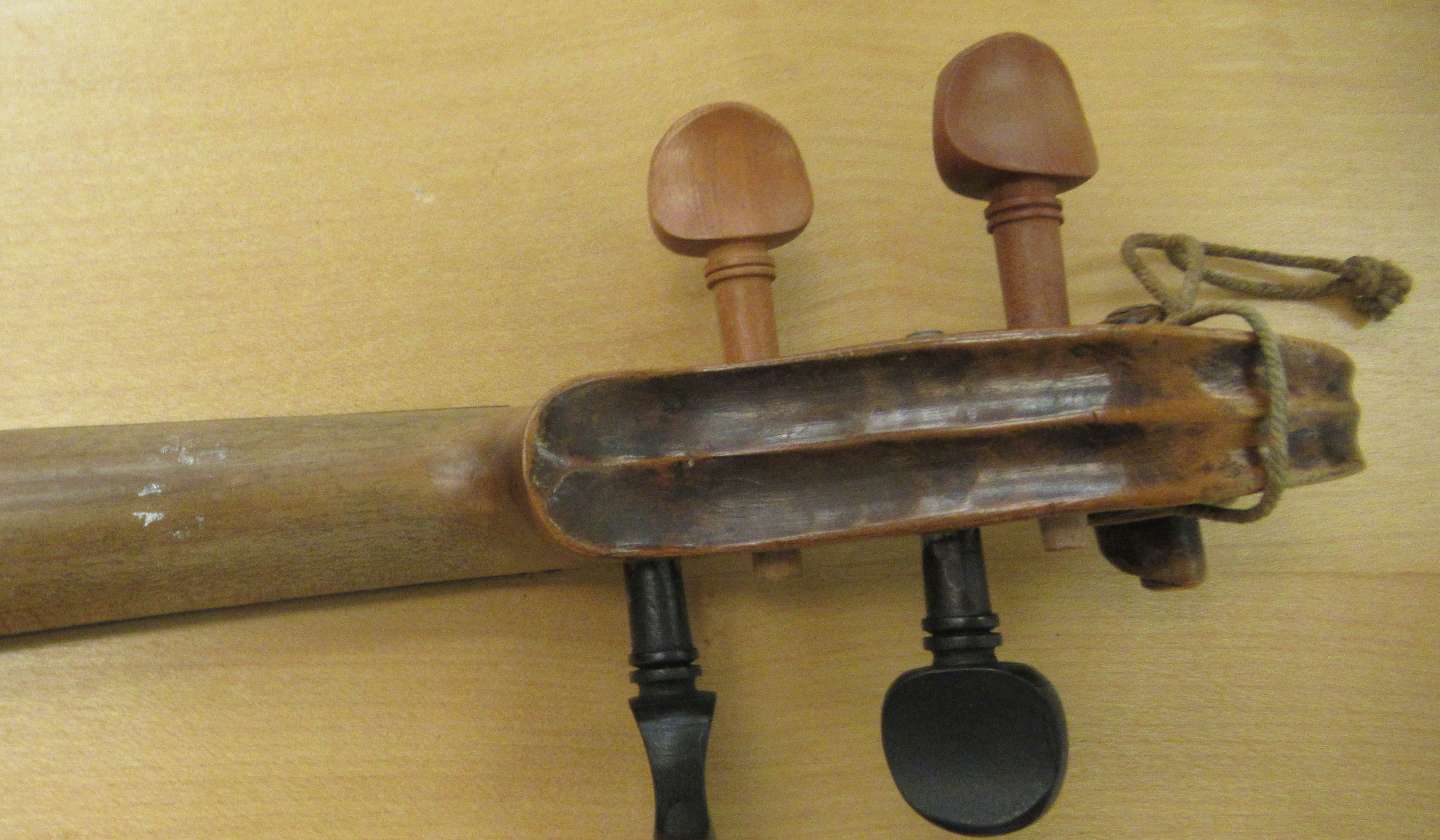 Three 19th/20thC violins, one with a one piece back  14"L; the others with two piece backs  13" - Image 10 of 16