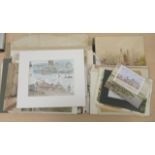 A folio collection of some fifty watercolours  mixed subjects & sizes