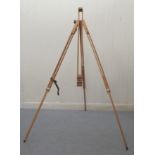 A modern beech height adjustable artist's easel