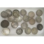 Approx twenty William IV and Victorian silver coins  mostly shillings