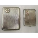 A silver matchbox sleeve  Birmingham 1918; and a silver cigarette case  Birmingham 1928
