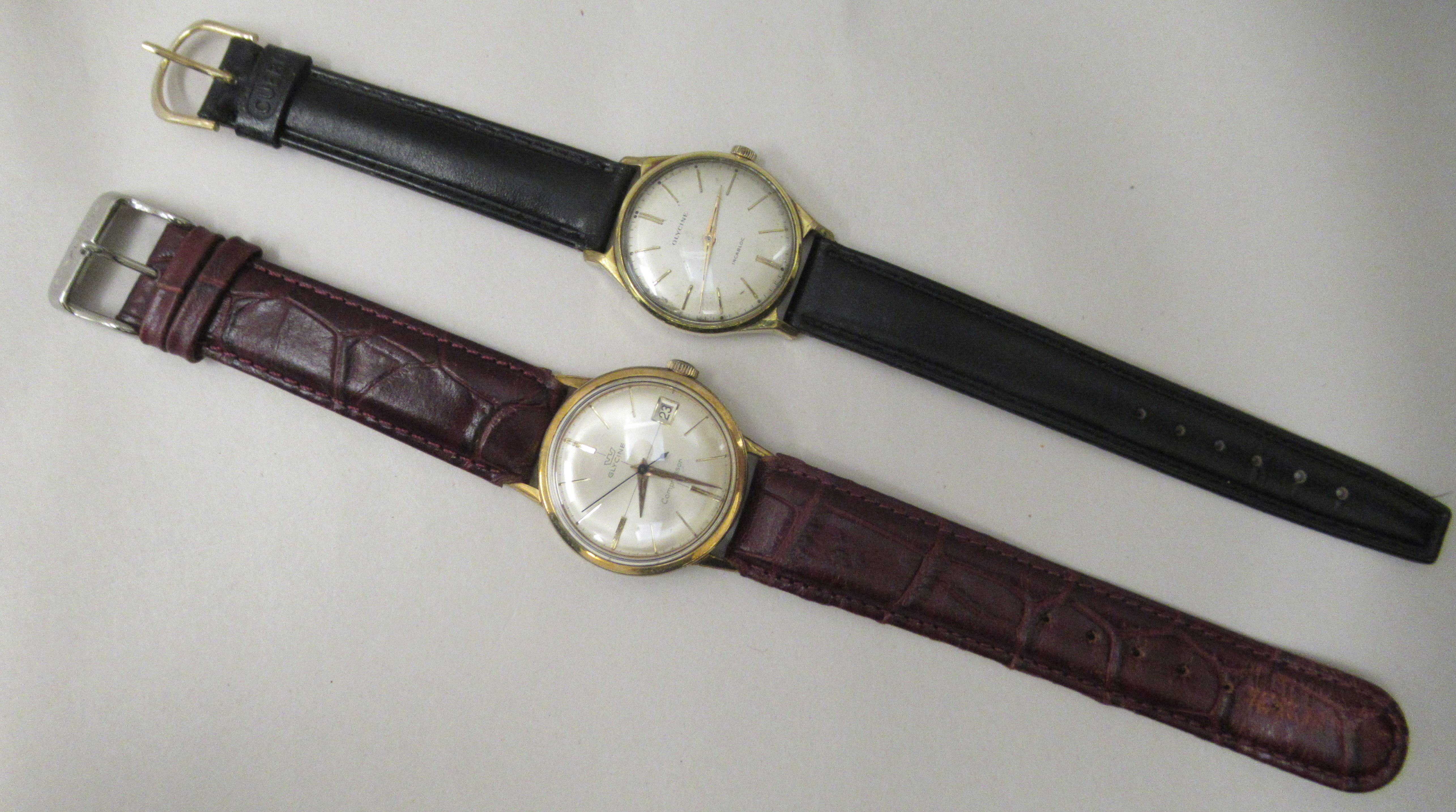 A 1960s Clycine Compressor gold plated and stainless steel cased wristwatch, the movement with - Image 2 of 5