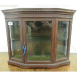 An Edwardian satinwood inlaid and fully glazed mahogany bow front table-top display cabinet, the