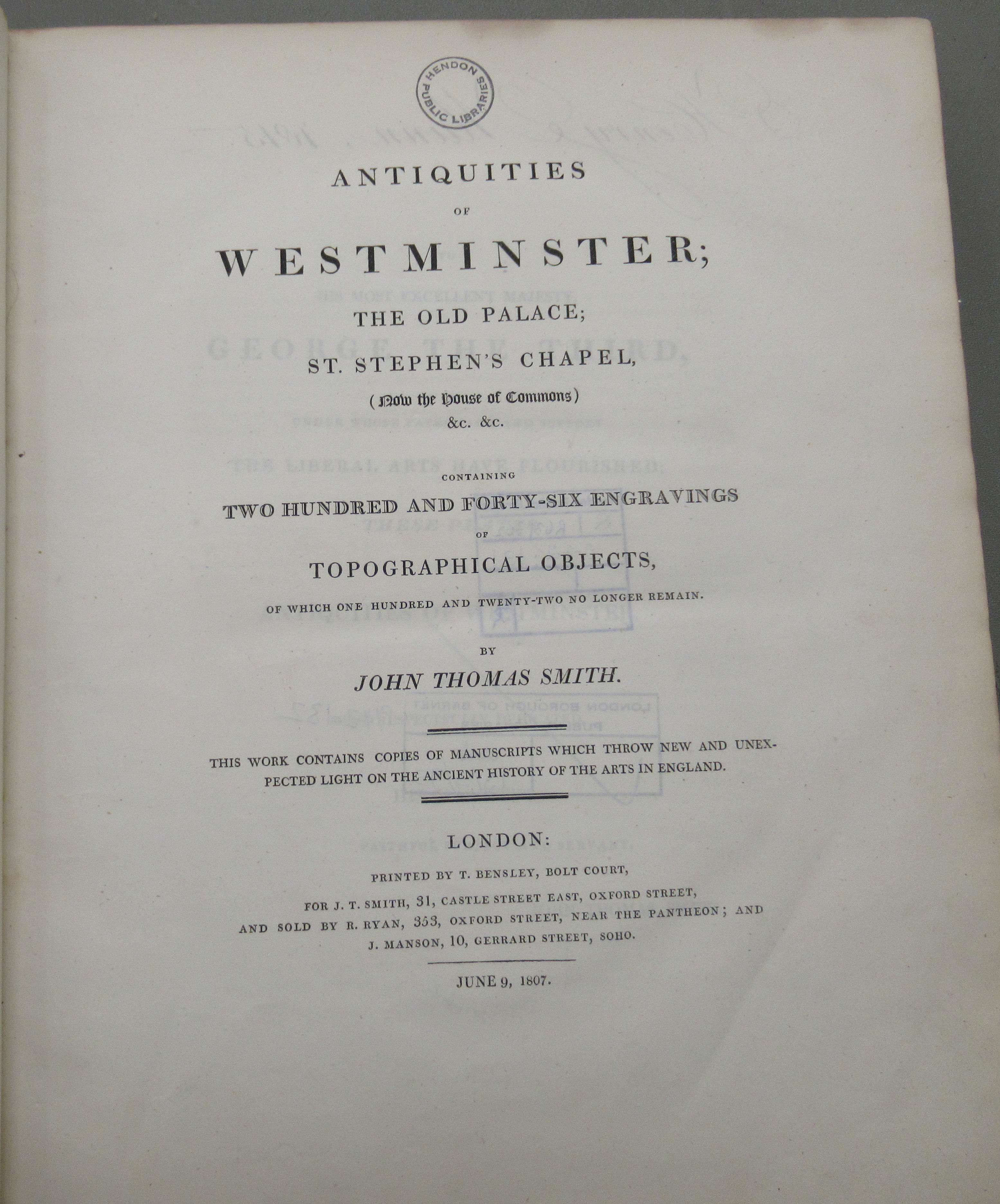 Book: 'Antiquities of Westminster, The Old Palace, St Stephen's Chapel etc' by John Thomas Smith - Image 4 of 6