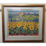 John Holt - sunflowers in a field  Limited Edition 146/250 coloured print  bears a pencil signature