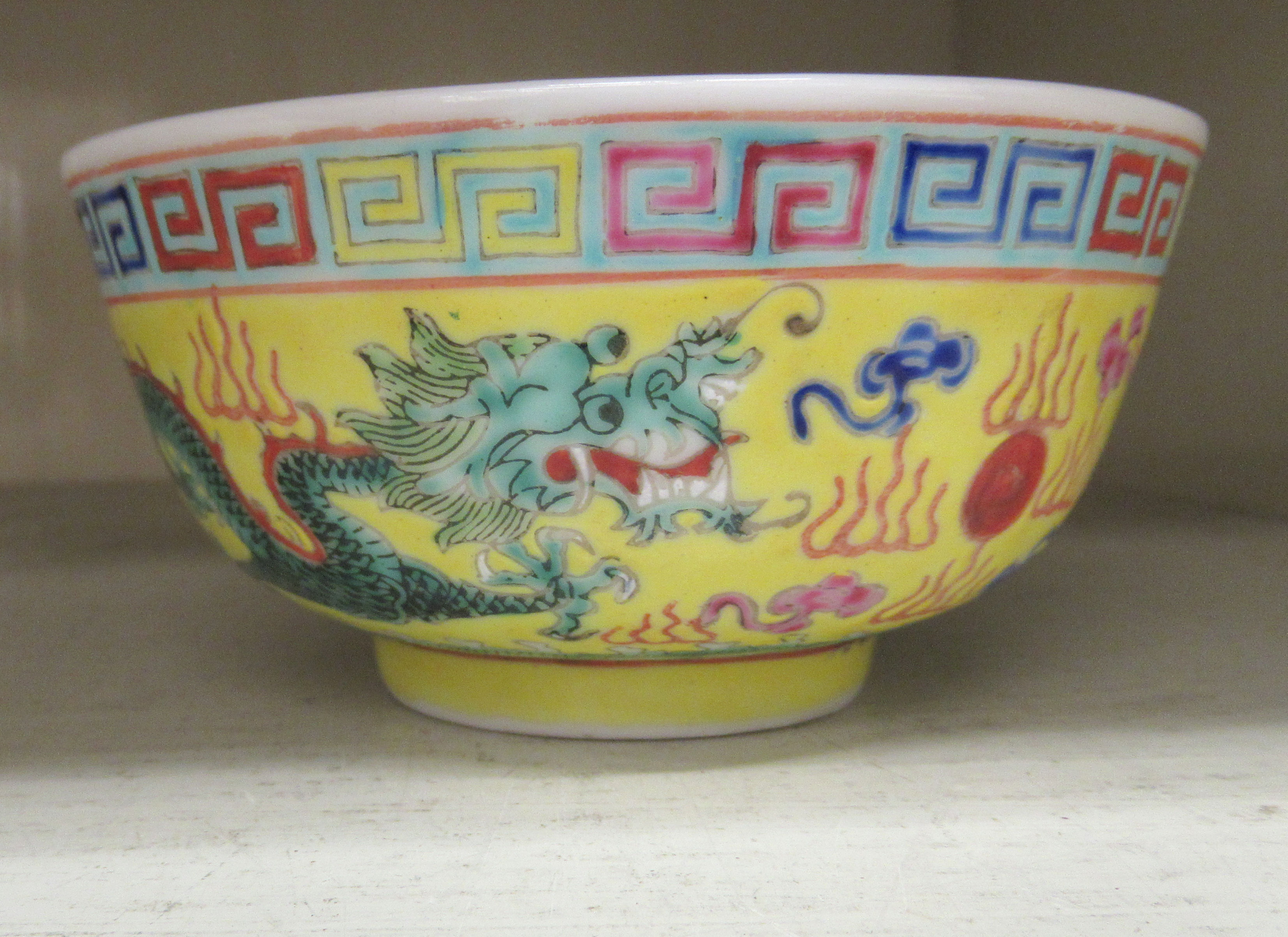 Three items of early 20thC Chinese porcelain: to include a wine bowl, decorated with birds amongst - Image 2 of 13