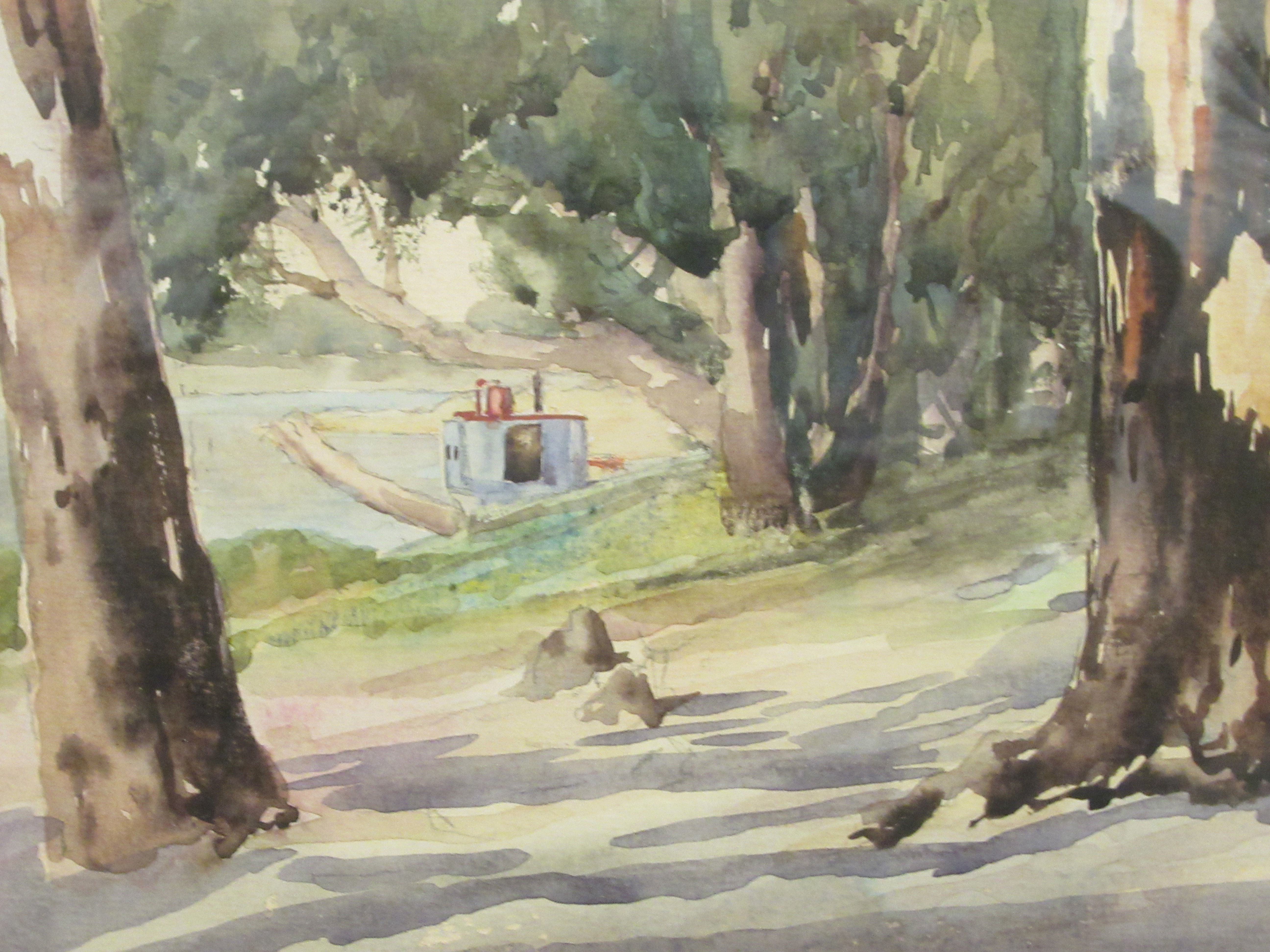A Leslie Sutton - 'Gum Trees near the Murray River, Australia'  watercolour  bears a signature & - Image 2 of 4
