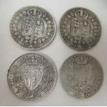 Four Victorian silver half crowns