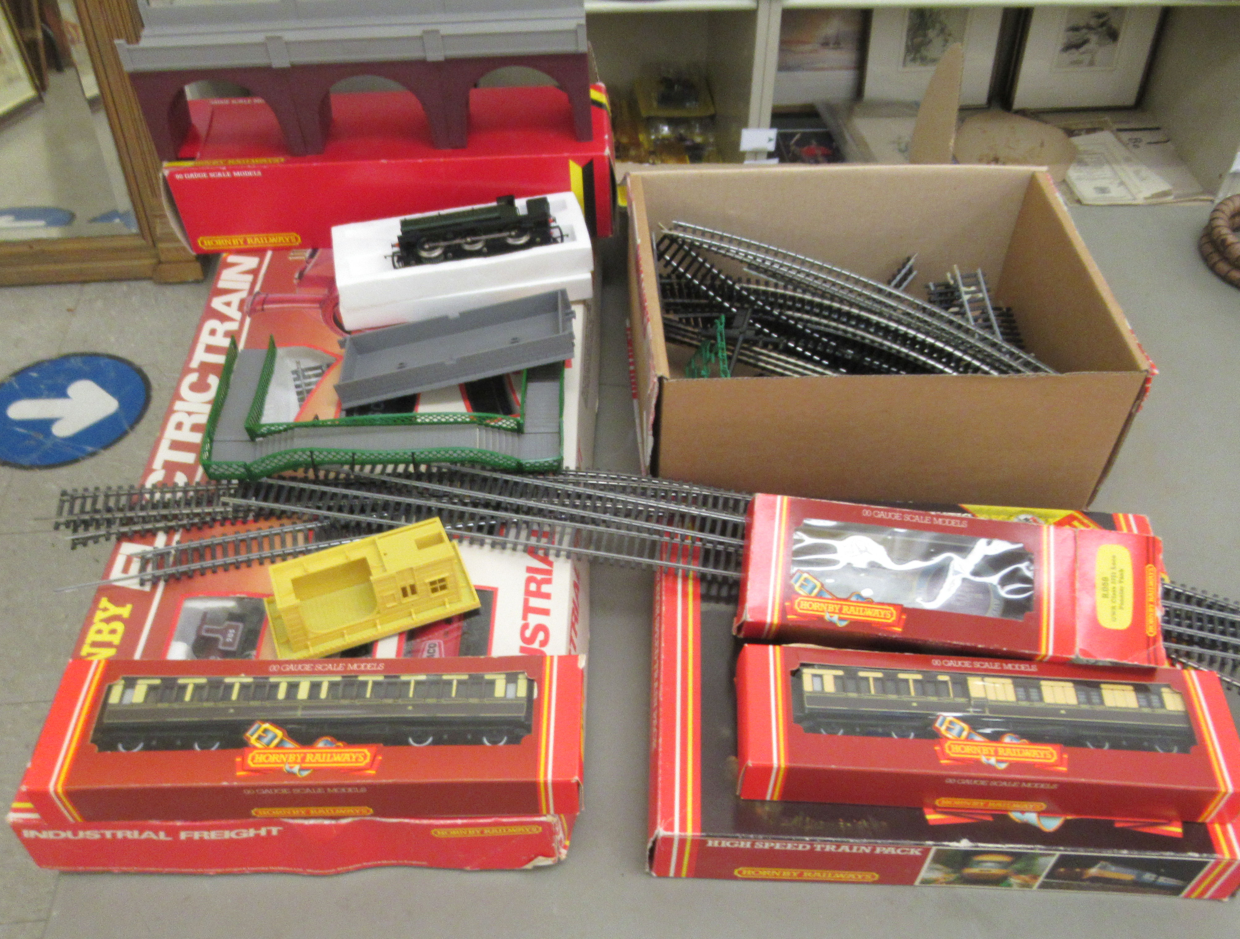 A Hornby railways high speed inter-city train pack; an Industrial freight electric train set,