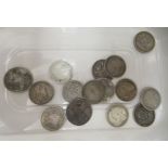 A William III silver sixpence, a Queen Anne silver sixpence, two George II silver sixpence and