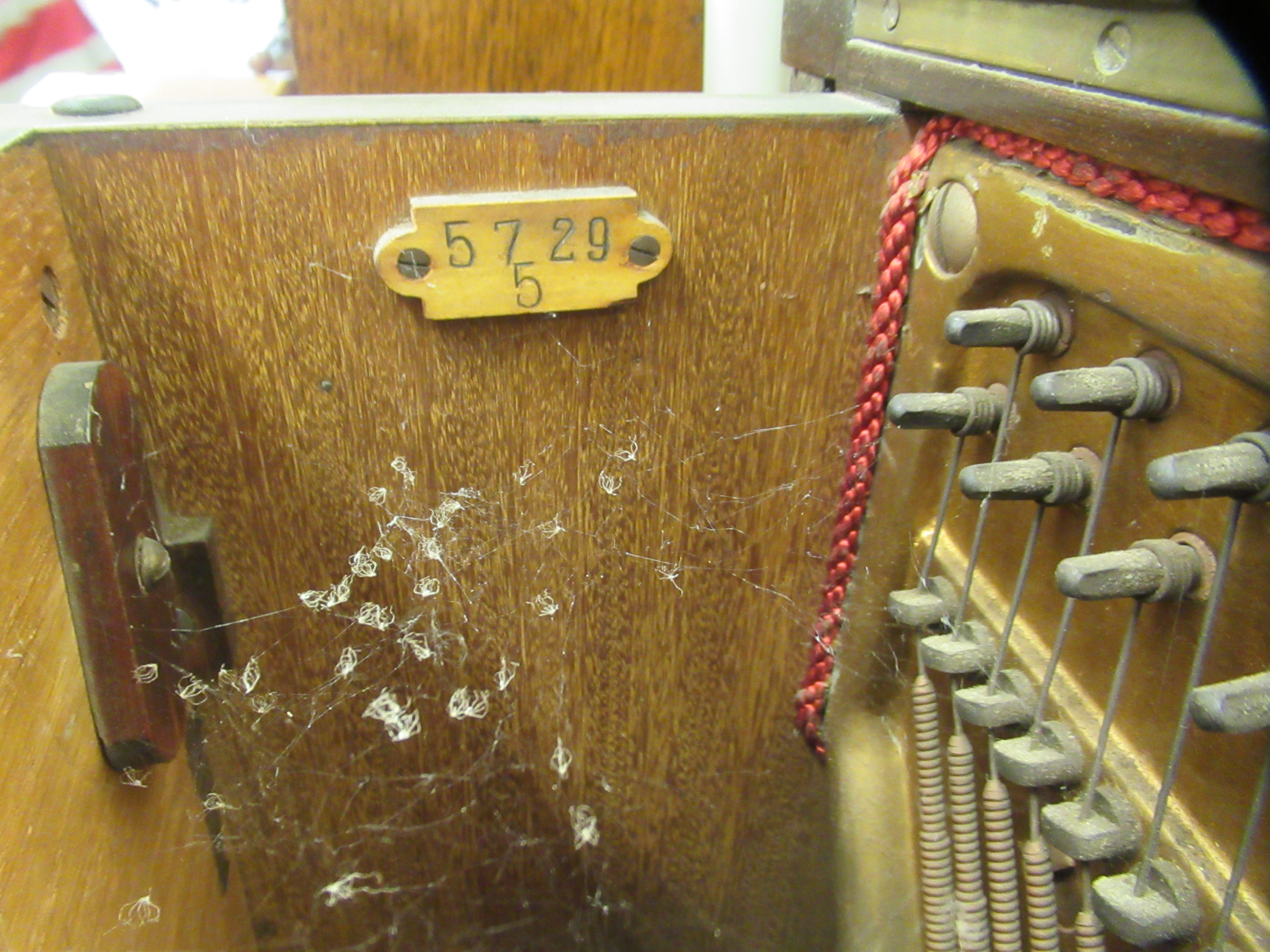 A B Sommerfeld mahogany cased iron framed, overstrung upright piano, no.5729 with forward - Image 6 of 8