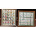 Two series of cigarette cards, viz. English International Rugby and military  16'' x 18''  framed