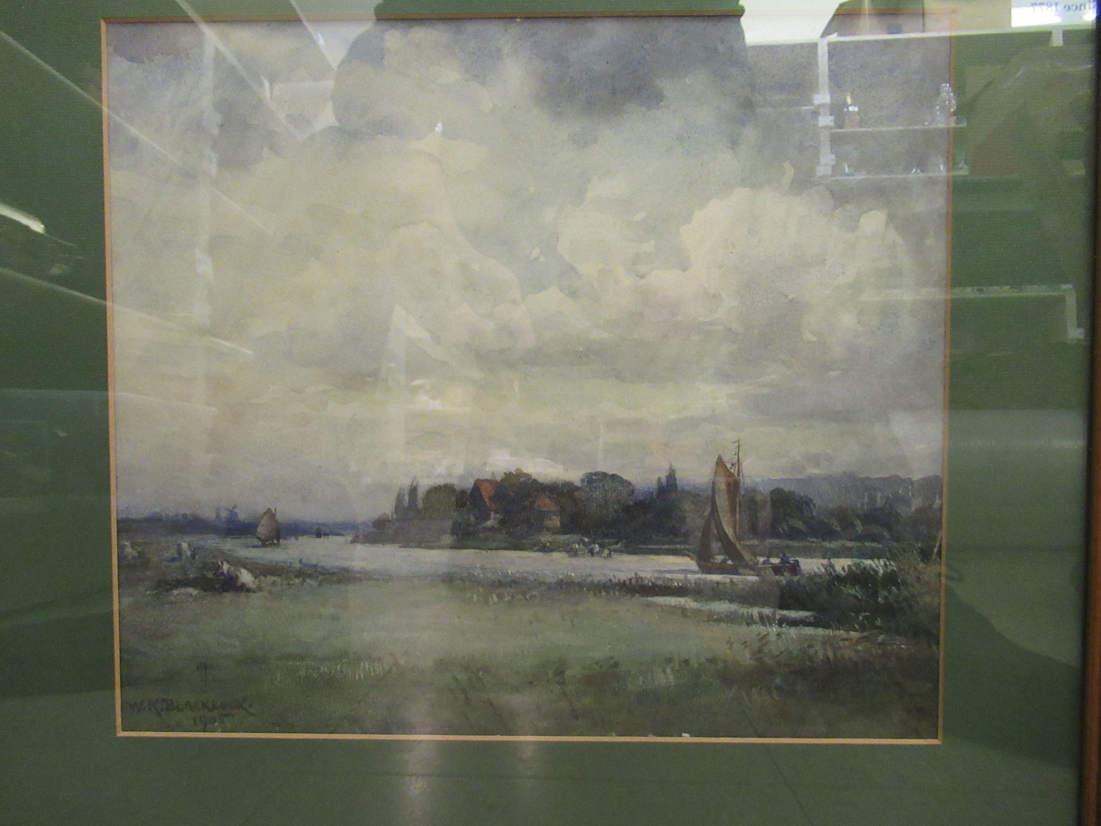 W K Blacklock - a study of a Dutch canal  watercolour  bears a signature & dated 1905  12" x 12" - Image 2 of 4