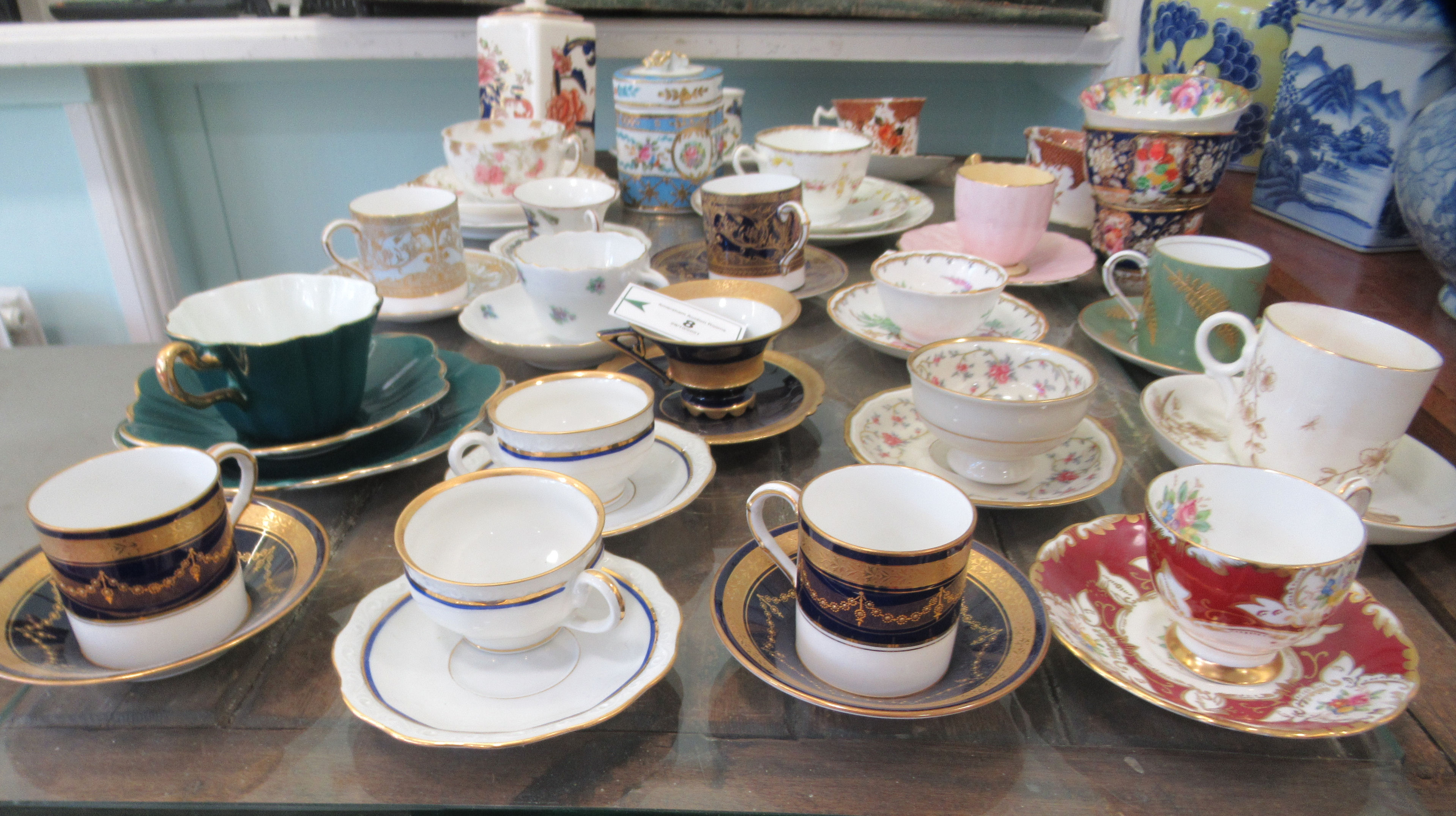 19thC and 20thC china cabinet cups and saucers (some trios): to include Tuscan, Worcester and - Image 2 of 4