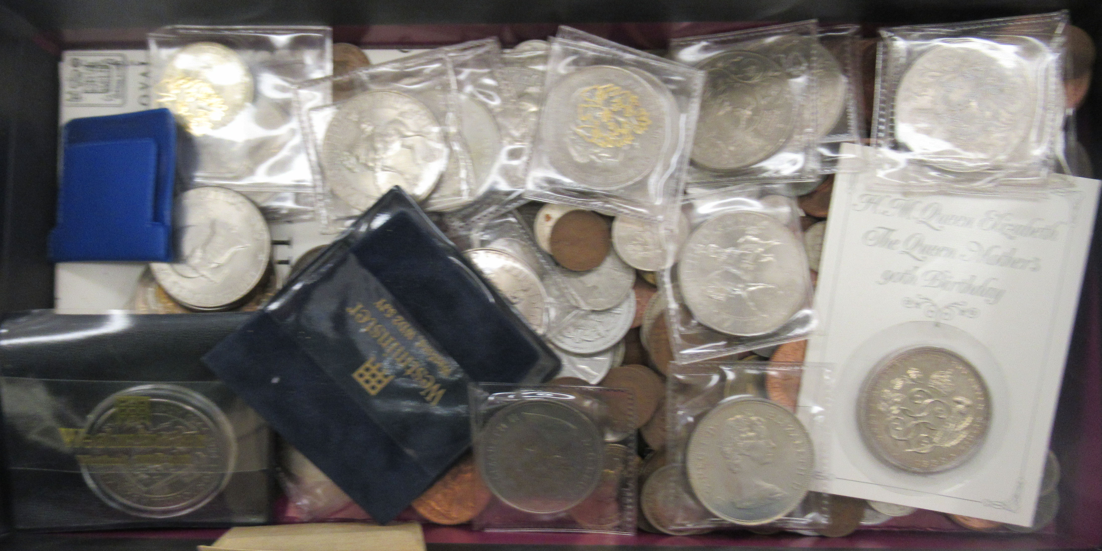 Uncollated, mainly British pre-decimal coins, some silver Westminster mint issues; £5 coins; and - Image 2 of 4