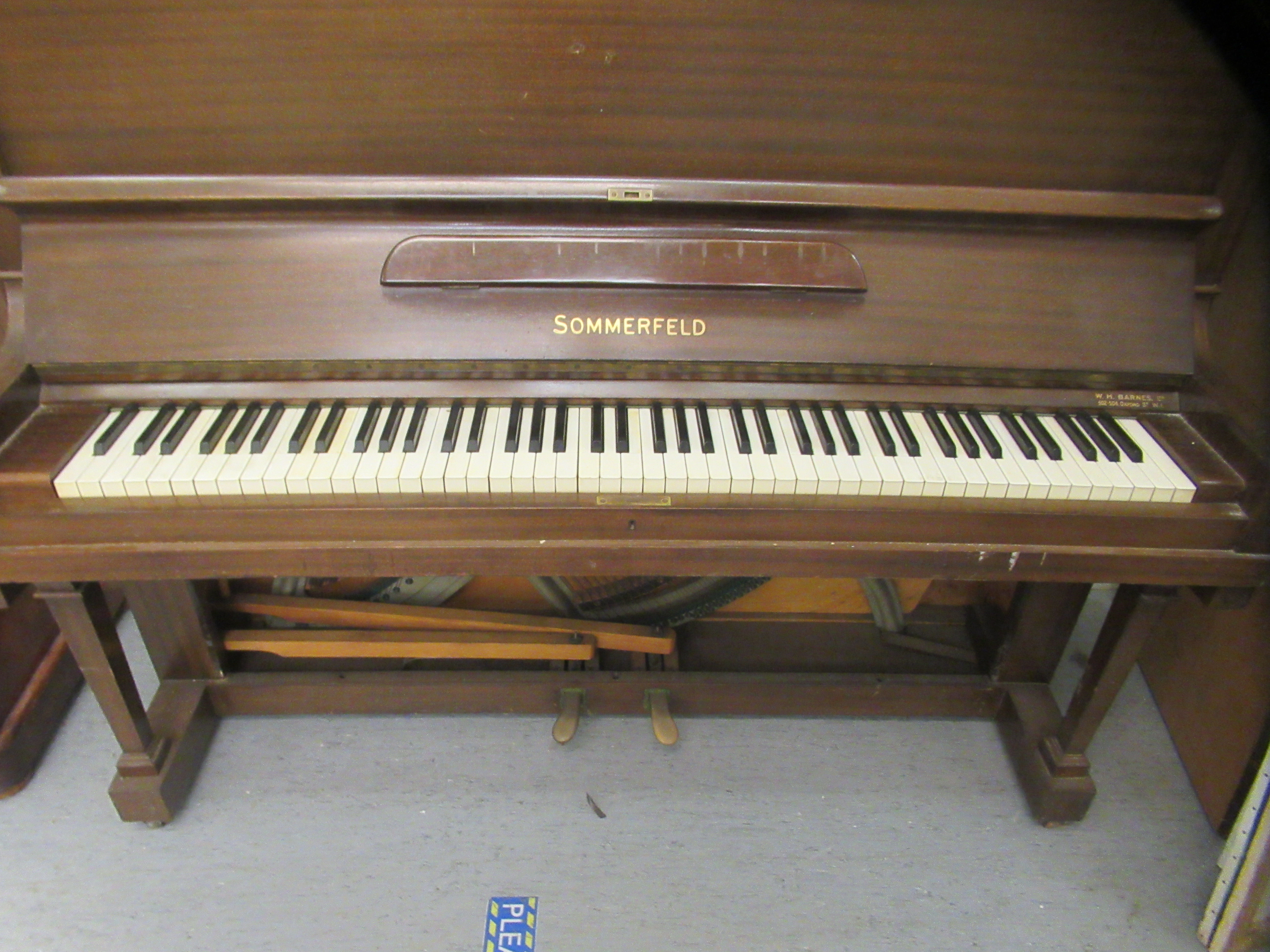 A B Sommerfeld mahogany cased iron framed, overstrung upright piano, no.5729 with forward - Image 3 of 8