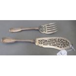 A late Victorian silver fish slice  London 1898; and a silver serving fork  London 1899