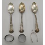 Silver collectables: to include a set of three silver Kings pattern tablespoons  London 1867