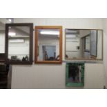 Four modern mirrors  various styles and frames  largest 19" x 30"