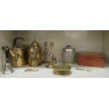 A mixed lot: to include a brass teapot  8"h