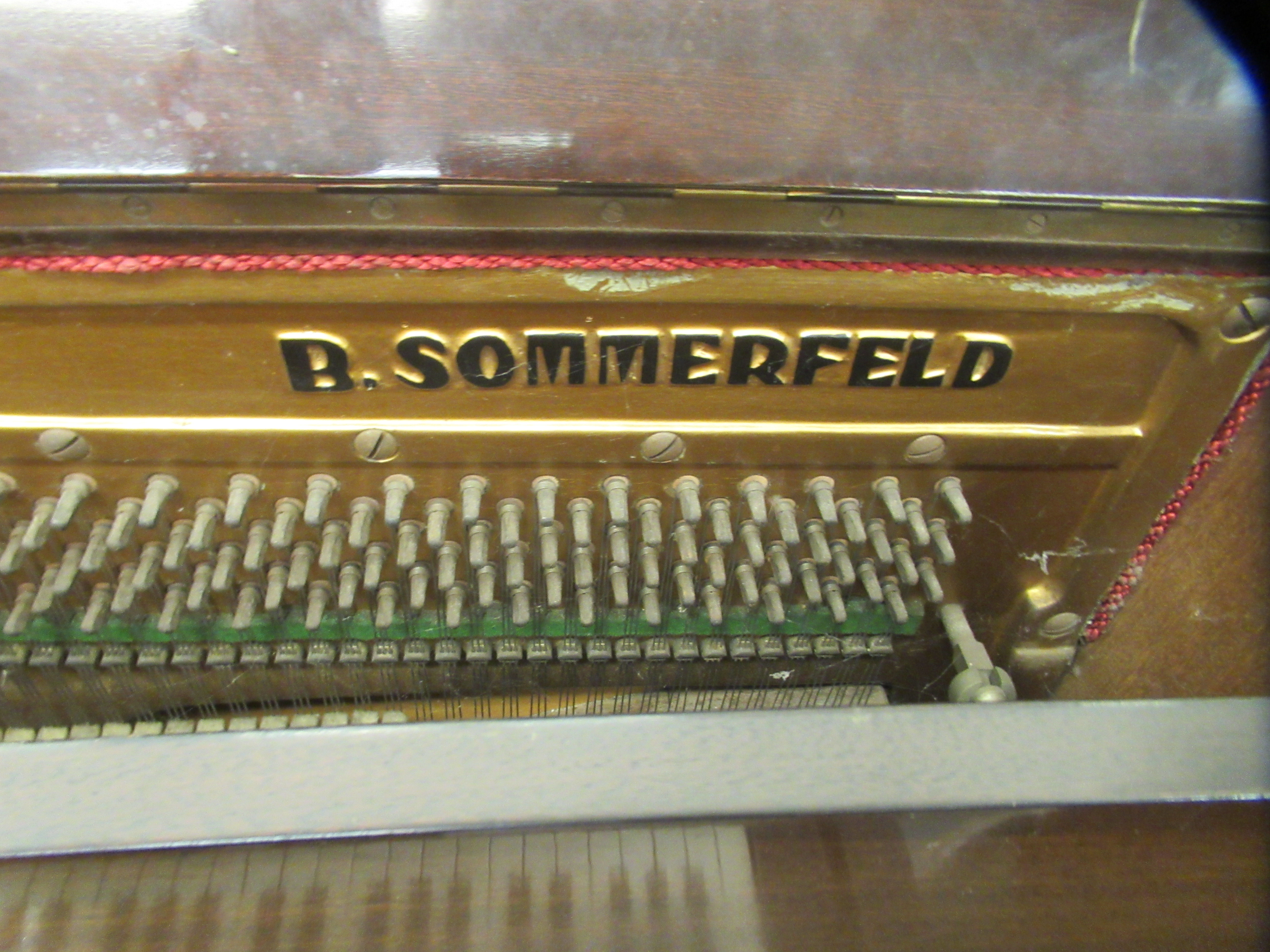 A B Sommerfeld mahogany cased iron framed, overstrung upright piano, no.5729 with forward - Image 4 of 8