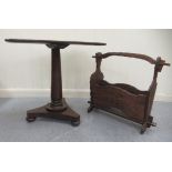 A mid 19thC mahogany pedestal table, the top over a plain column, a triform platform and bun feet