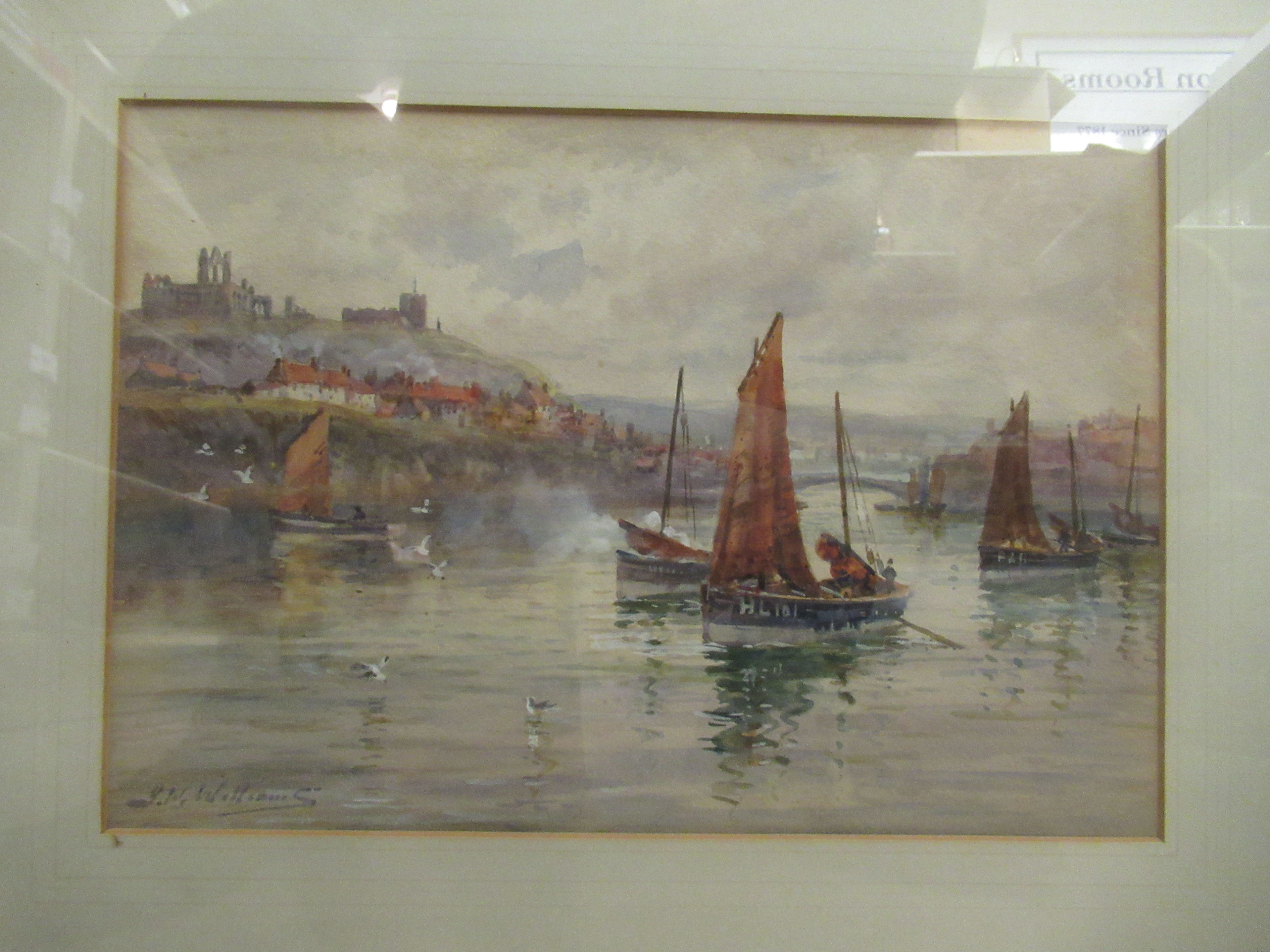 Two early 20thC watercolours, a landscape and a quay scene  one bears a signature J W Williams - Image 2 of 7