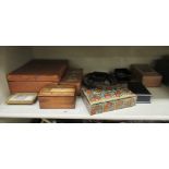 A mixed lot: to include an early 20thC tan hide covered writing box with a hinged lid  4"h  8"w