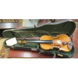 A Leslie Sheppard violin, serial no.33066 with a two piece back  13"L