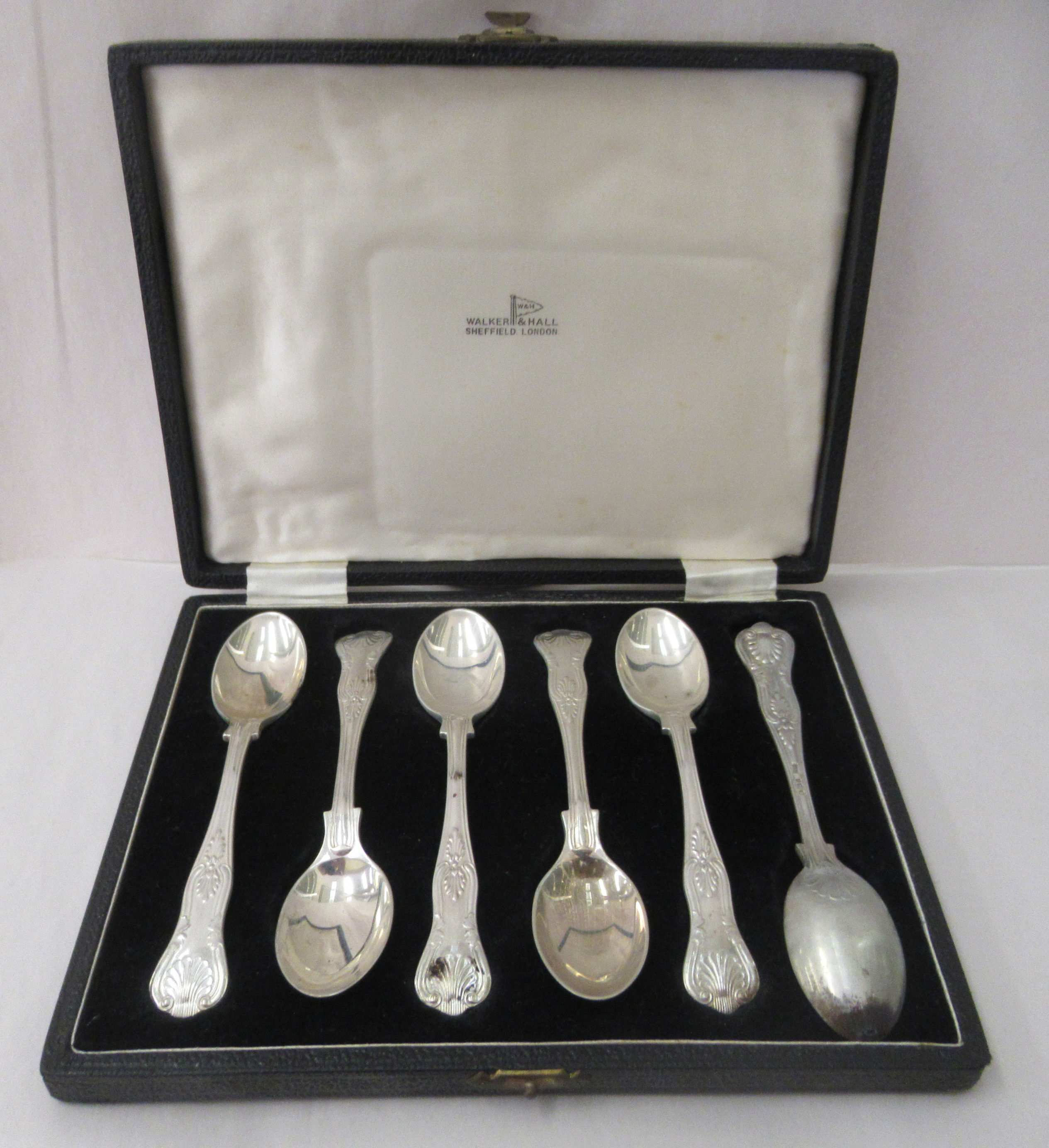 A set of six silver teaspoons  Birmingham 1940  cased