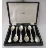 A set of six silver teaspoons  Birmingham 1940  cased