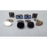 Four pairs of dissimilar silver cufflinks  mixed marks