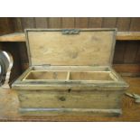 A late 19th/early 20thC rustically constructed pine tool box  7"h  17.5"w