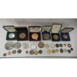 Uncollated coins and assorted medallions: to include sporting awards