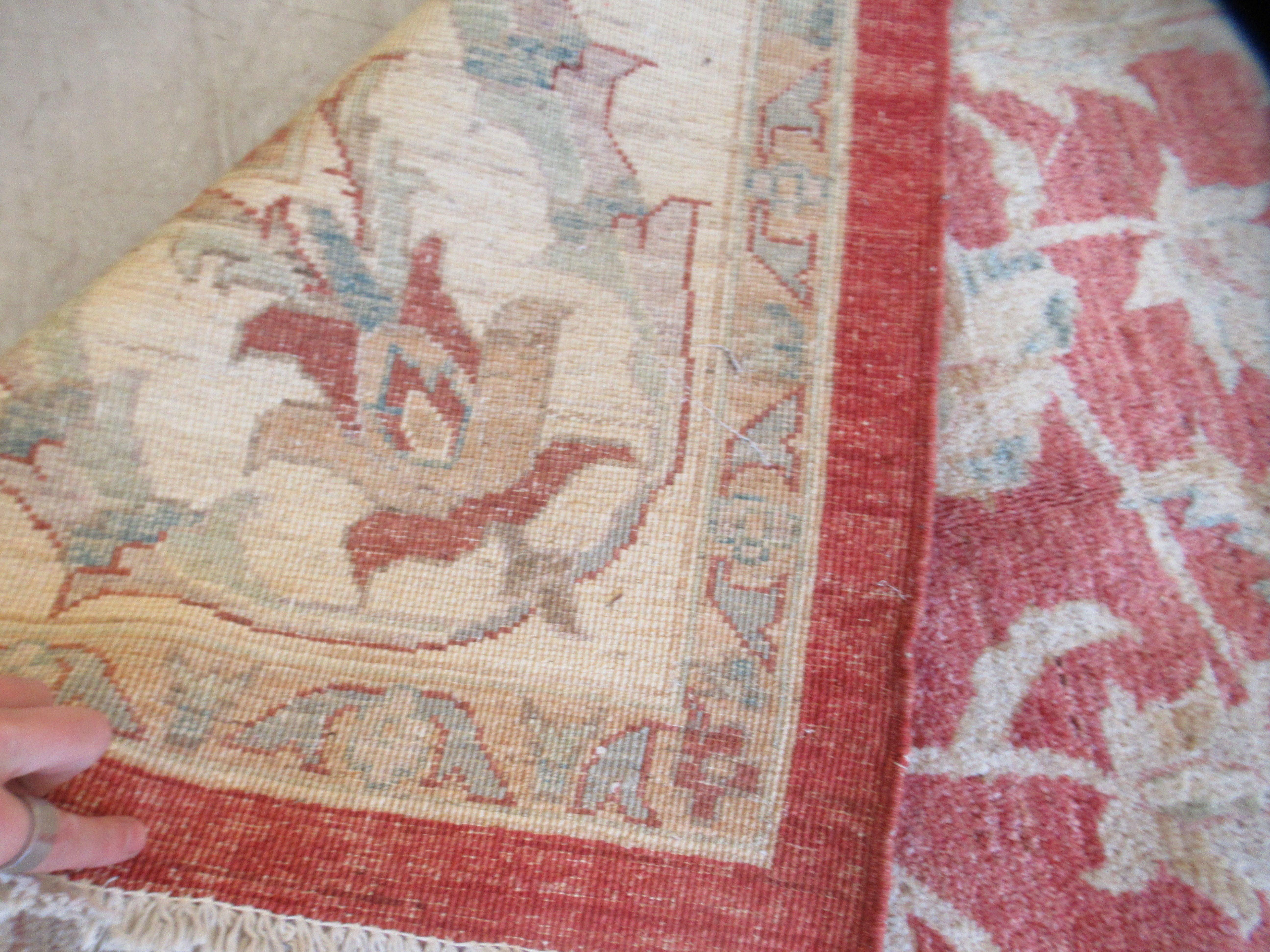 A Ziegler rug, decorated with foliate designs, on a red and cream coloured ground  79" x 78" - Image 6 of 6